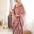 Brown color chinon fabric smart printed saree with beautiful border work