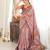 Brown color chinon fabric smart printed saree with beautiful border work