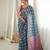 green color tissue fabric smart printed saree with beautiful border work