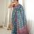 green color tissue fabric smart printed saree with beautiful border work