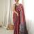 rust color tissue fabric smart printed saree with beautiful border work