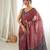 rust color tissue fabric smart printed saree with beautiful border work