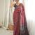 rust color tissue fabric smart printed saree with beautiful border work