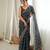 Grey color chinon fabric smart printed graceful looks saree