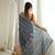 Grey color chinon fabric smart printed graceful looks saree