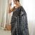 Grey color chinon fabric smart printed graceful looks saree