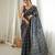 Grey color chinon fabric smart printed graceful looks saree