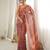 Orange color chinon fabric smart printed graceful looks saree