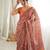 Orange color chinon fabric smart printed graceful looks saree