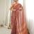 Orange color chinon fabric smart printed graceful looks saree