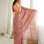 Orange color chinon fabric smart printed graceful looks saree