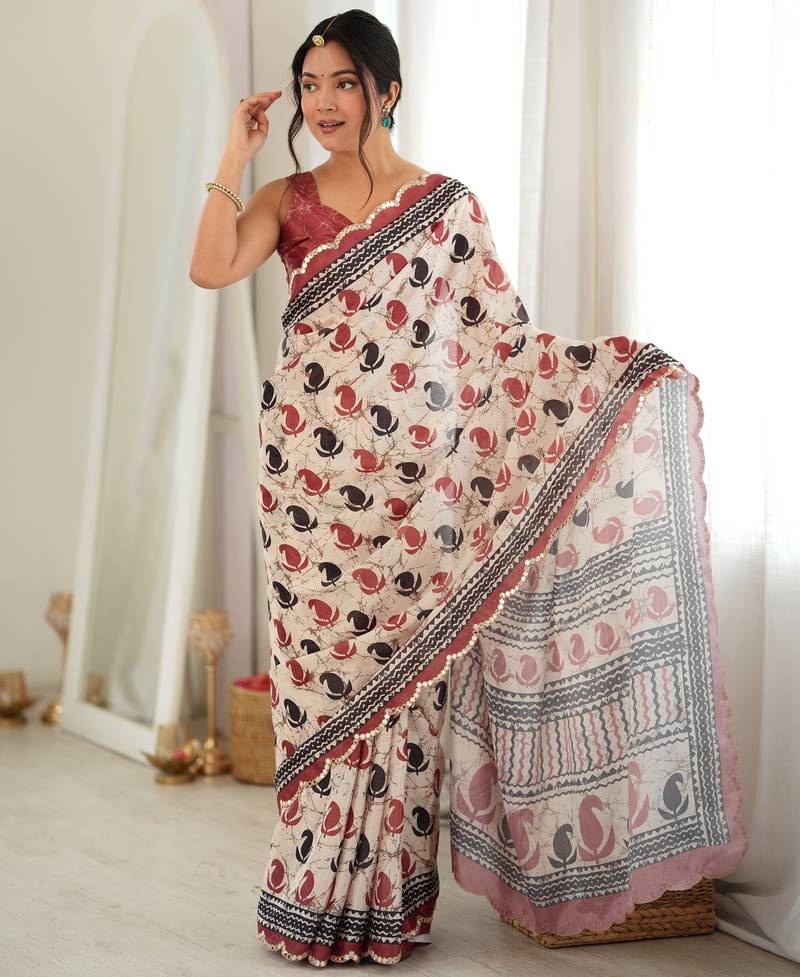 multicolor tissue fabric smart printed graceful looks saree