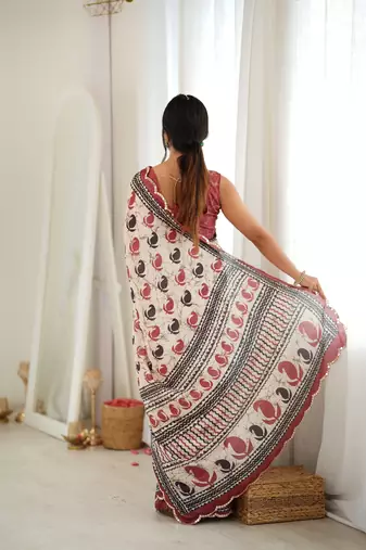 multicolor tissue fabric smart printed graceful looks saree