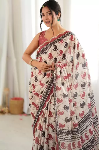 multicolor tissue fabric smart printed graceful looks saree