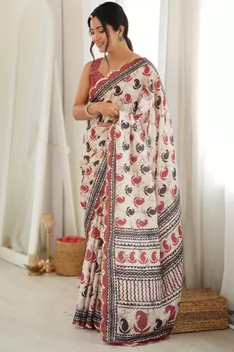 multicolor tissue fabric smart printed graceful looks saree