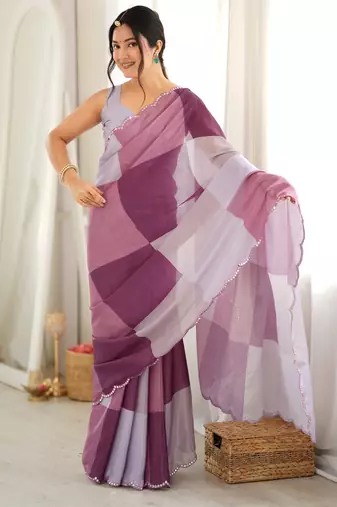 multicolor tissue fabric smart printed graceful looks saree