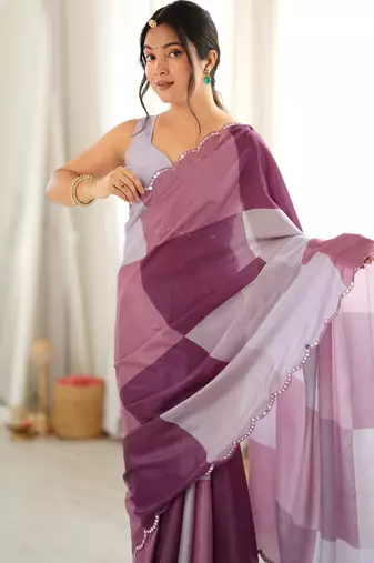 multicolor tissue fabric smart printed graceful looks saree