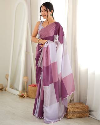 Multy color chinon fabric smart printed graceful looks saree 5