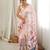 Cream color chinon fabric smart printed graceful looks saree