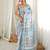 Sea green color chinon fabric smart printed graceful looks saree