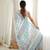 Sea green color chinon fabric smart printed graceful looks saree