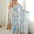 Sea green color chinon fabric smart printed graceful looks saree