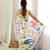 Off white color chinon fabric smart printed graceful looks saree