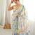Off white color chinon fabric smart printed graceful looks saree