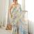 Off white color chinon fabric smart printed graceful looks saree