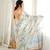 Off white color chinon fabric smart printed graceful looks saree