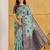 sky blue color linen designer ethnic woven partywear saree