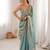 sky blue color fendy satin fabric beads pearl embroidery work heavy ceremonial saree