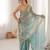 sky blue color fendy satin fabric beads pearl embroidery work heavy ceremonial saree