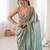 sky blue color fendy satin fabric beads pearl embroidery work heavy ceremonial saree