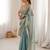 sky blue color fendy satin fabric beads pearl embroidery work heavy ceremonial saree