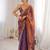 purple color fendy satin fabric beads pearl embroidery work heavy ceremonial saree