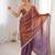 purple color fendy satin fabric beads pearl embroidery work heavy ceremonial saree