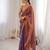 purple color fendy satin fabric beads pearl embroidery work heavy ceremonial saree