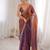 purple color fendy satin fabric beads pearl embroidery work heavy ceremonial saree