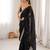 black color fendy satin fabric beads pearl embroidery work heavy ceremonial saree