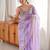 lavender color fendy satin fabric beads pearl embroidery work heavy ceremonial saree