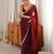 maroon color fendy satin fabric beads pearl embroidery work heavy ceremonial saree