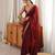 maroon color fendy satin fabric beads pearl embroidery work heavy ceremonial saree