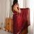maroon color fendy satin fabric beads pearl embroidery work heavy ceremonial saree