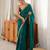 Rama color fendy satin fabric beads pearl embroidery work heavy ceremonial saree