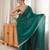 Rama color fendy satin fabric beads pearl embroidery work heavy ceremonial saree