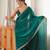 Rama color fendy satin fabric beads pearl embroidery work heavy ceremonial saree