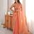 orange color fendy satin fabric beads pearl embroidery work heavy ceremonial saree