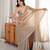 grey color fendy satin fabric beads pearl embroidery work heavy ceremonial saree