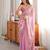 blue color fendy satin fabric beads pearl embroidery work heavy ceremonial saree